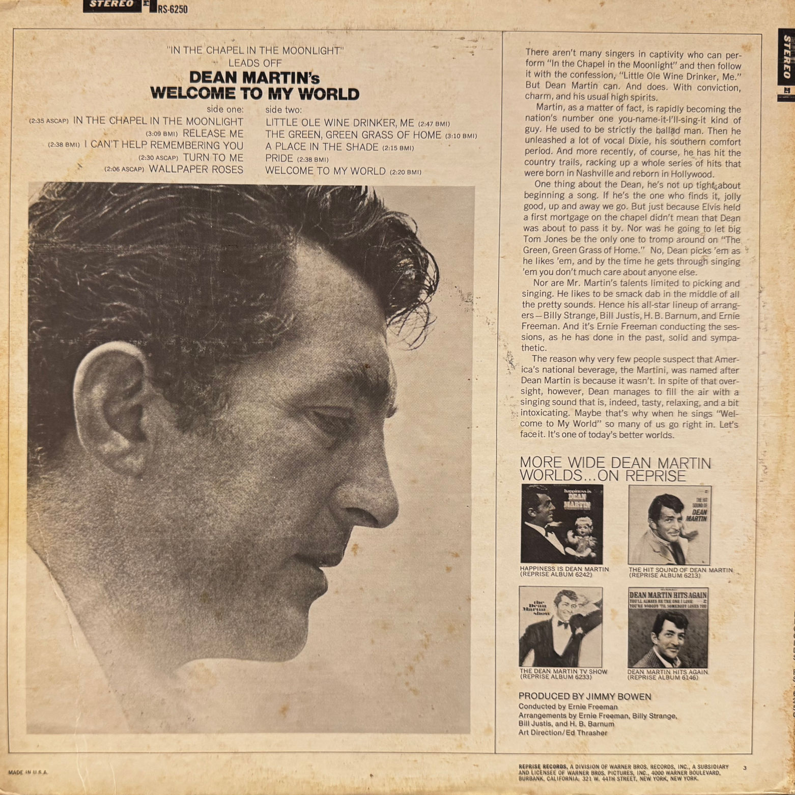 Vinyl Dean Martin Welcome to My World