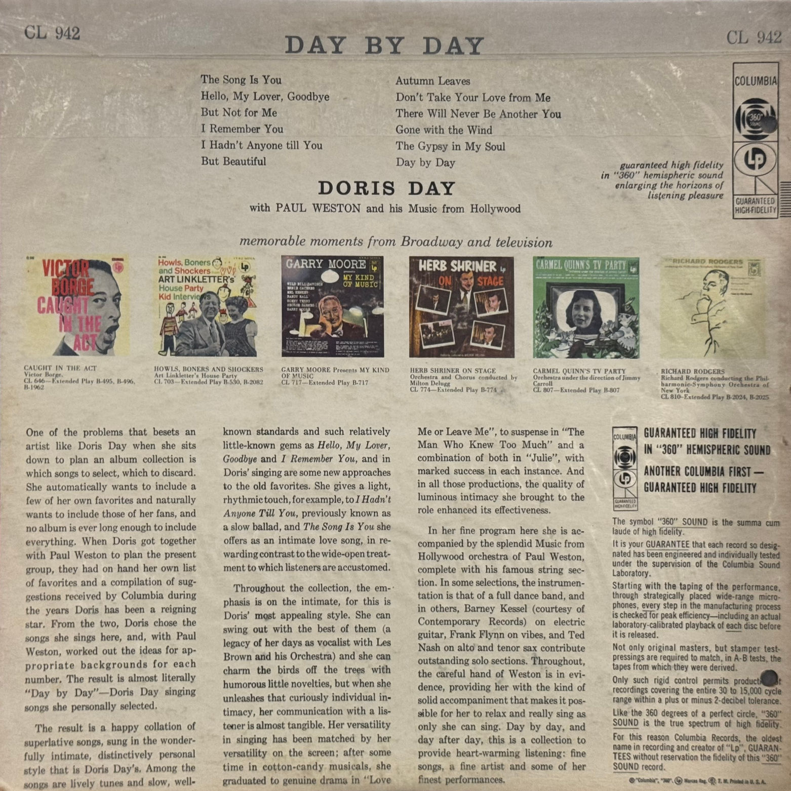 Vinyl Doris Day Day By Day