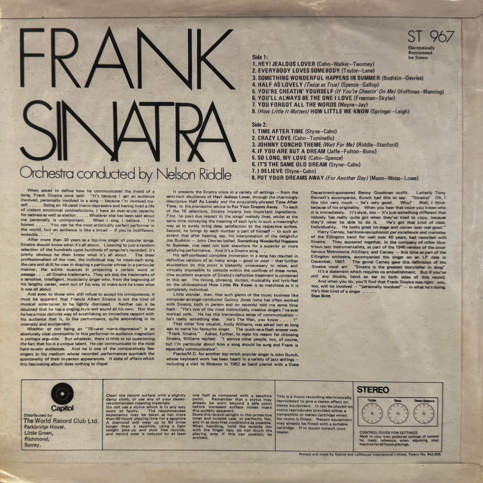 Vinyl Frank Sinatra Frank Sinatra 1958