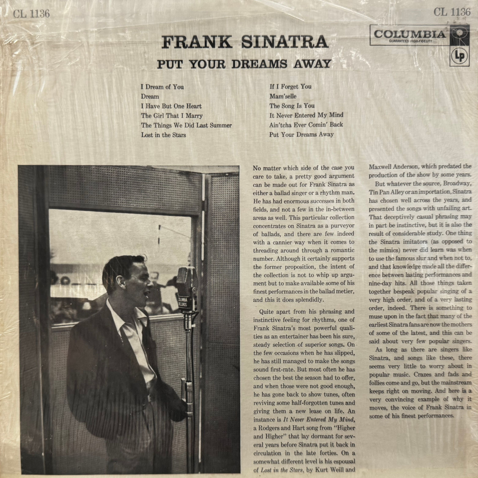 Vinyl Frank Sinatra Put Your Dreams Away