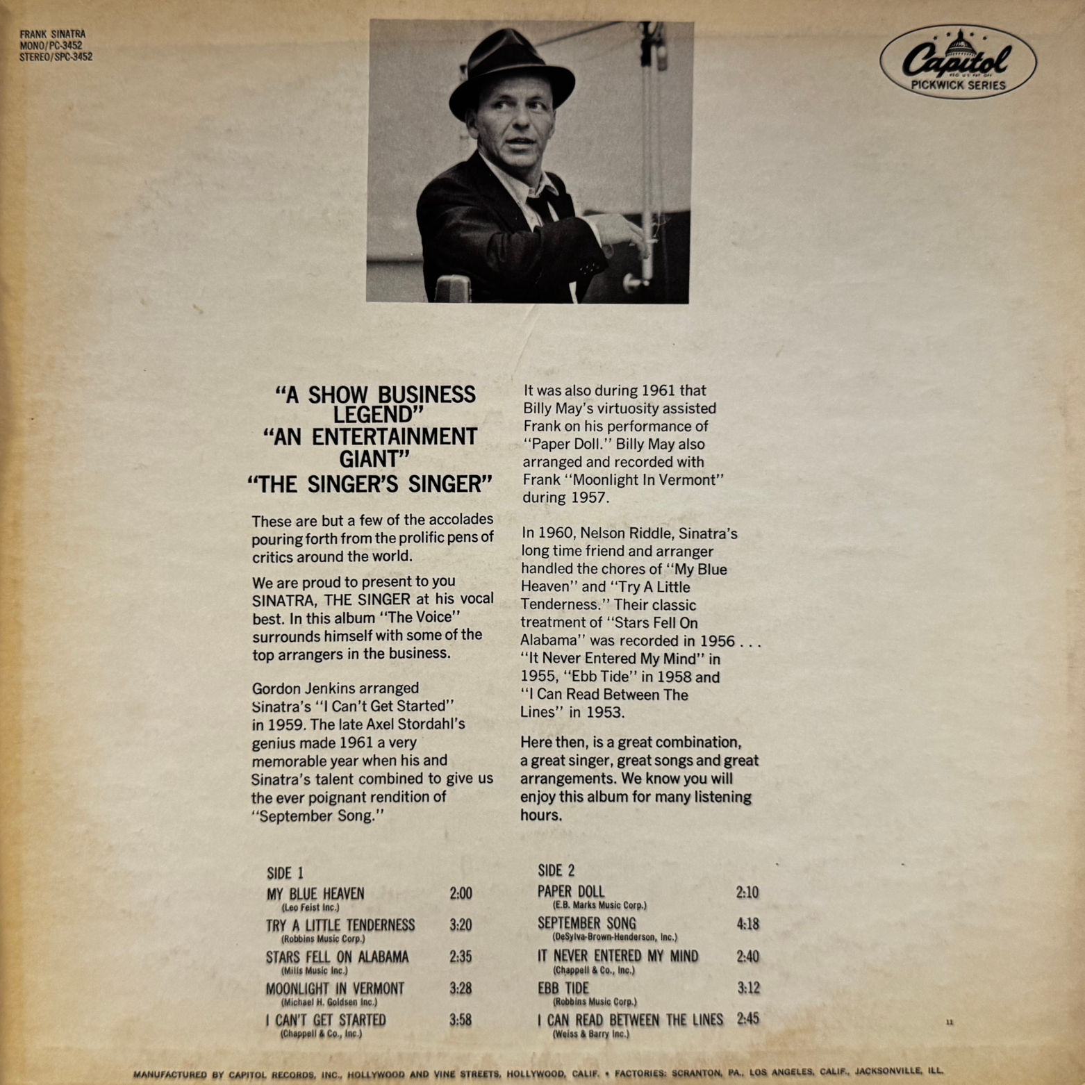 Vinyl Frank Sinatra Try a Little Tenderness