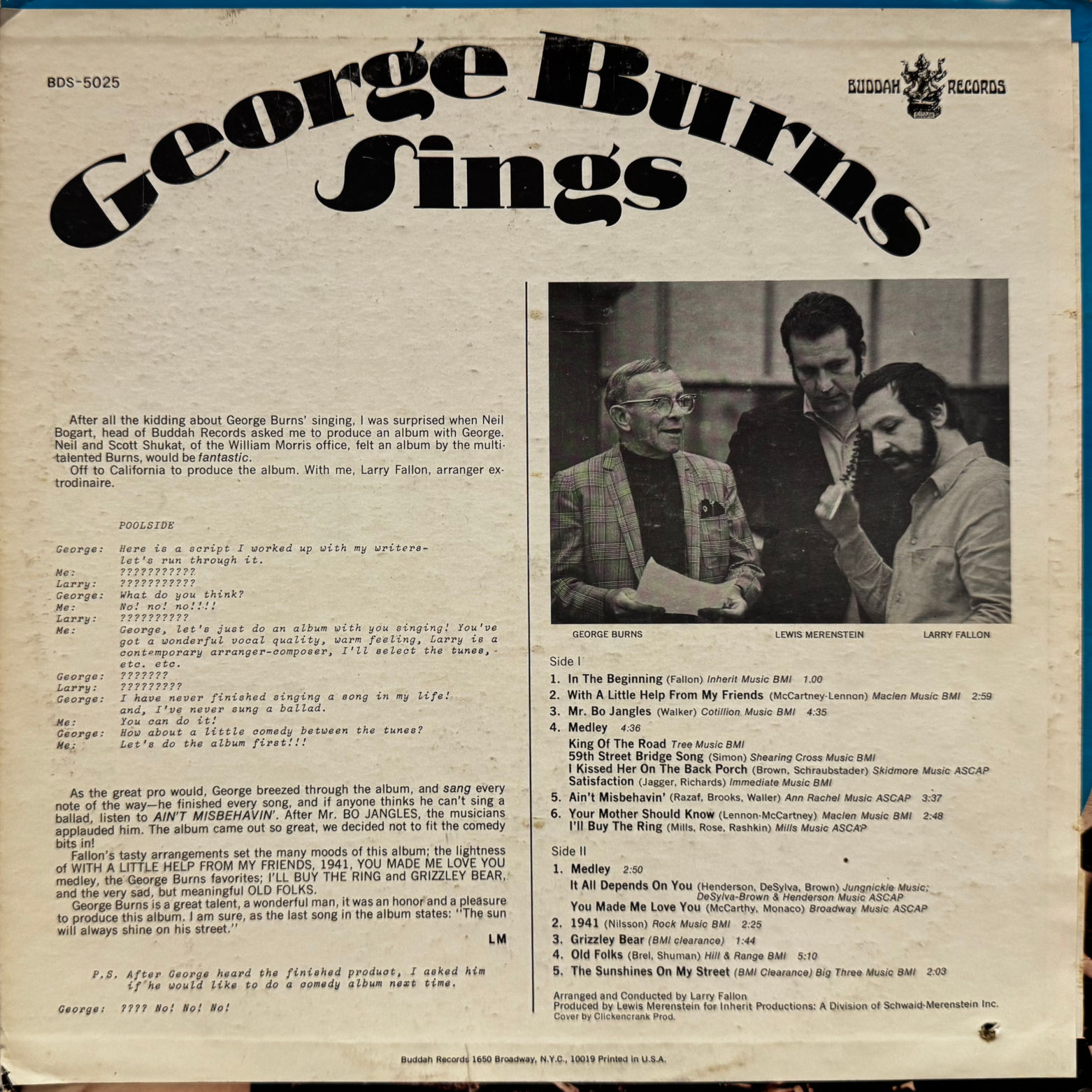 Vinyl George Burns Sings