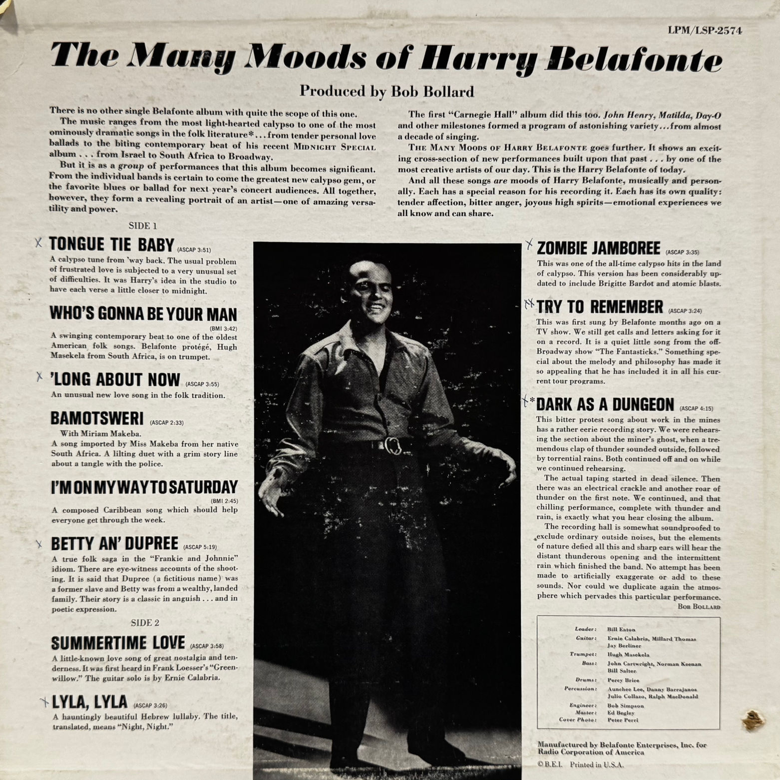 Vinyl Harry Belafonte The Many Moods of Belafonte