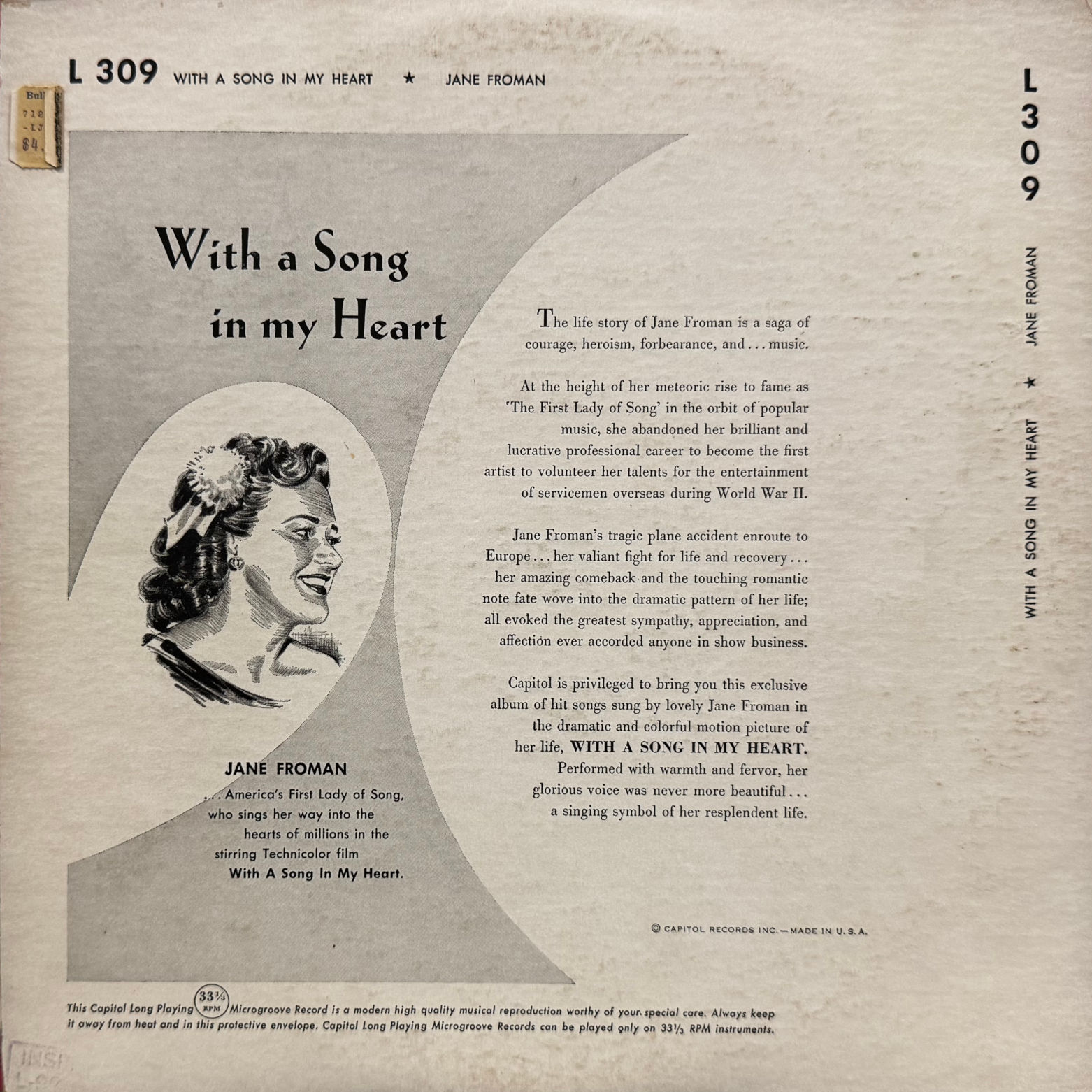 Vinyl Jane Froman With a Song in My Heart