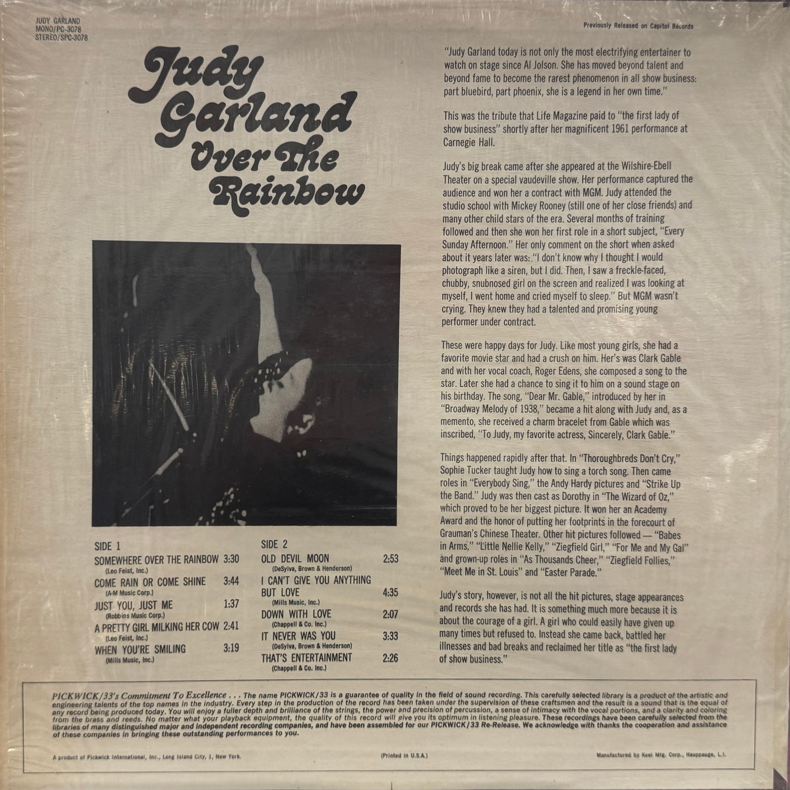 Vinyl Judy Garland Over the Rainbow