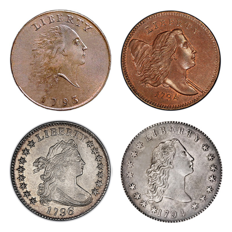 Heads of 1790s coins