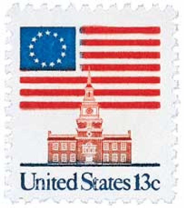 1981 13 cent Flag over Independence Hall