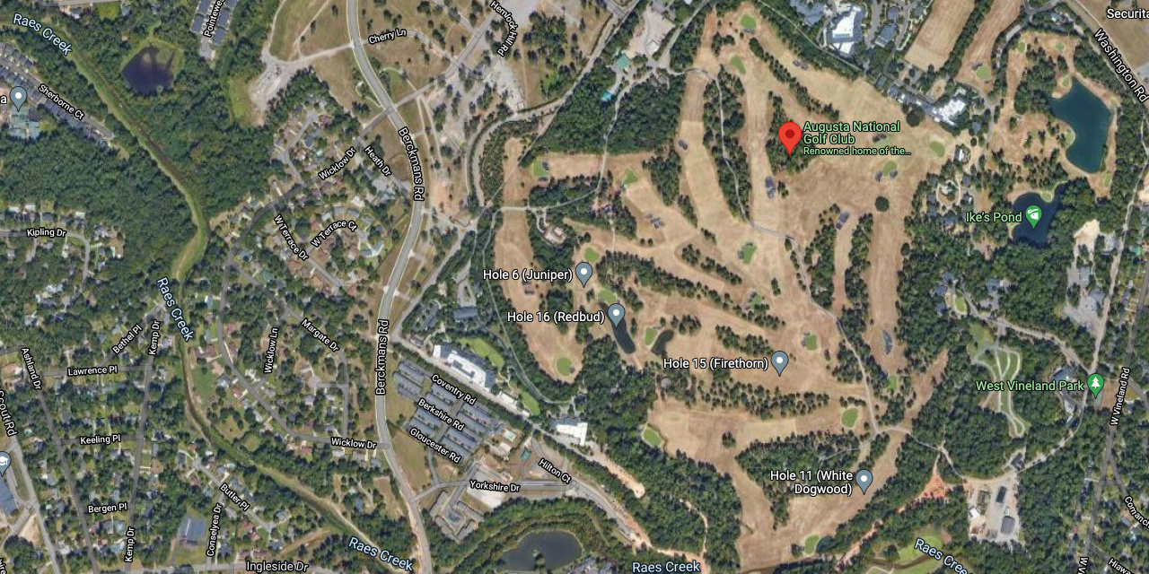 Augusta National Golf Club on Google Satellite