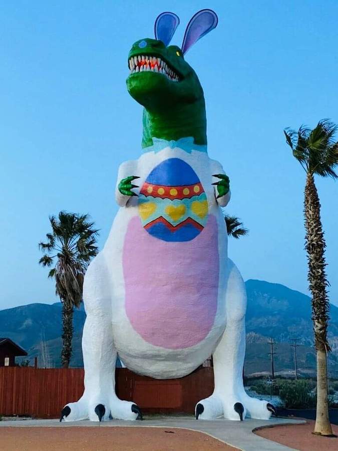 Cabazon Dinosaurs Painted for Easter Cabazon Dinosaurs Painted for Easter