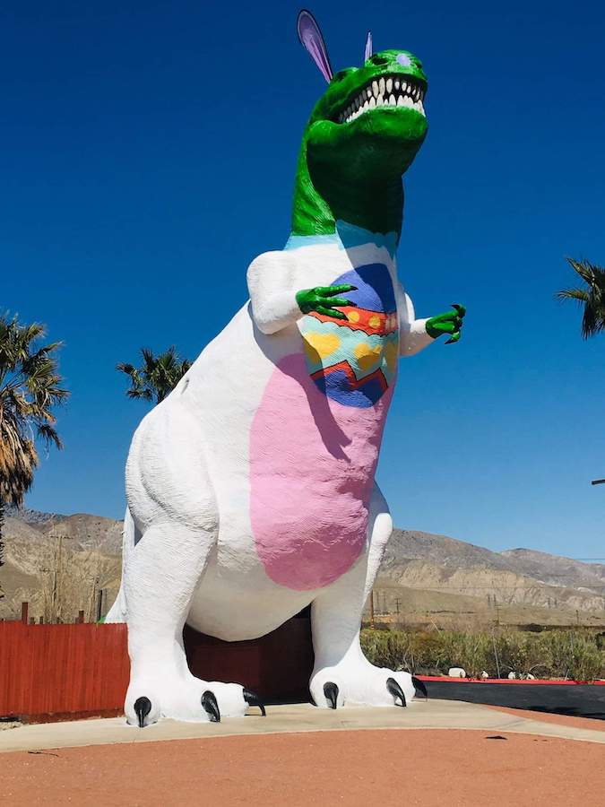 Cabazon Dinosaurs Painted for Easter Cabazon Dinosaurs Painted for Easter