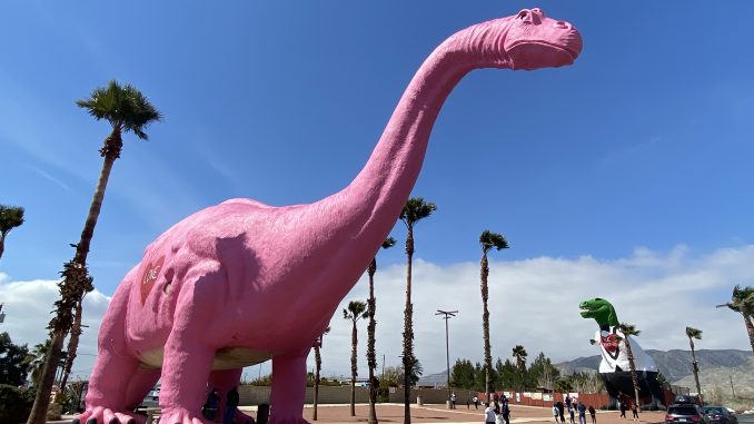 Cabazon Dinosaurs Painted for Valentines Day