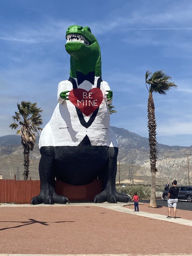 Cabazon Dinosaurs Painted for Valentines Day