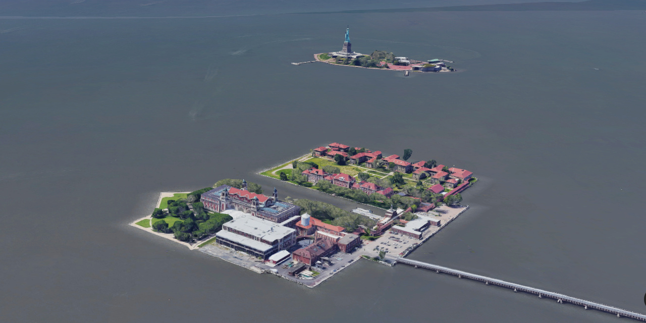 Ellis Island Google Satellite