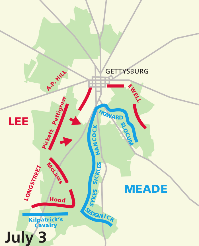 Gettysburg July 3 battle map