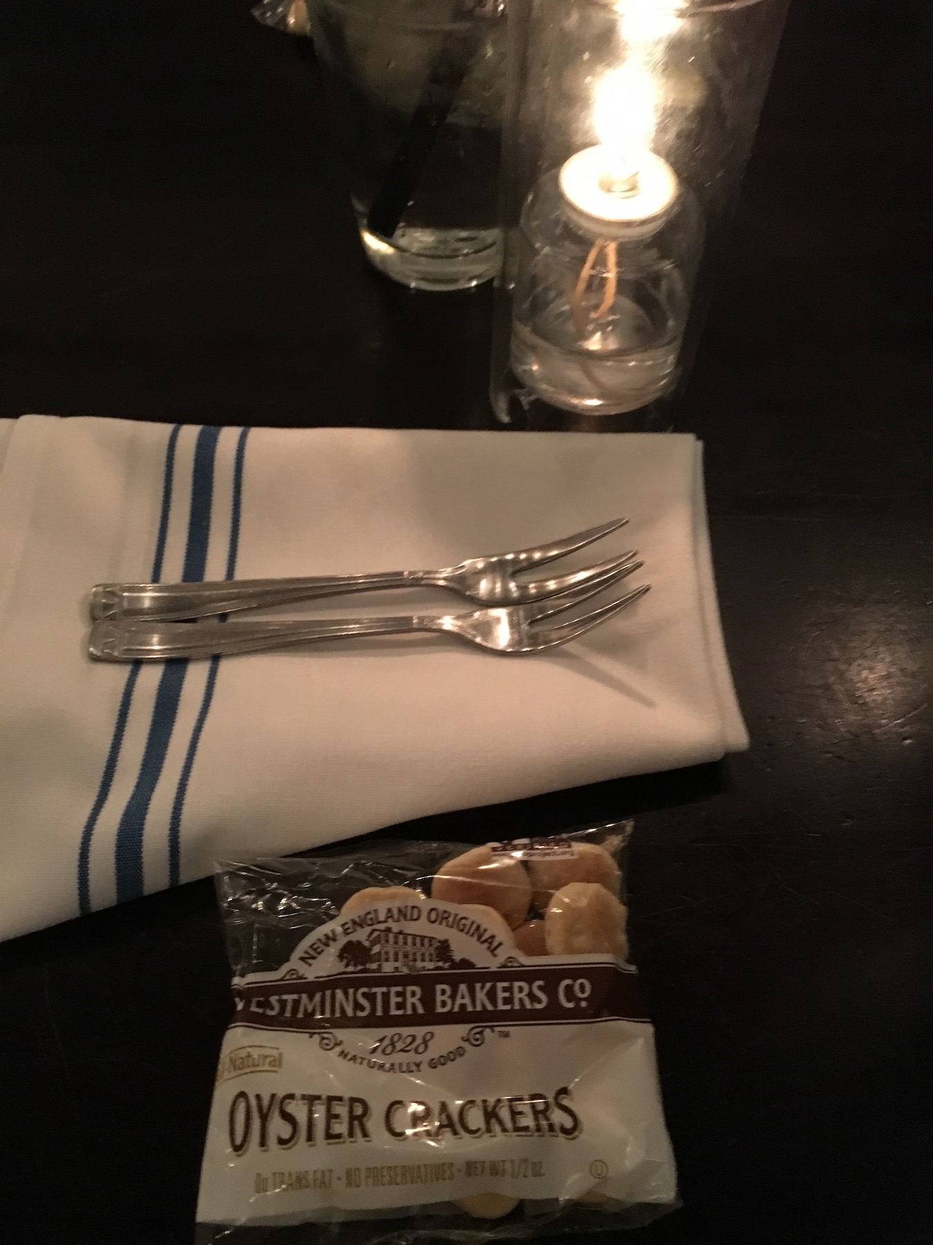 Galdstones Oyster Forks and Oyster Crackers