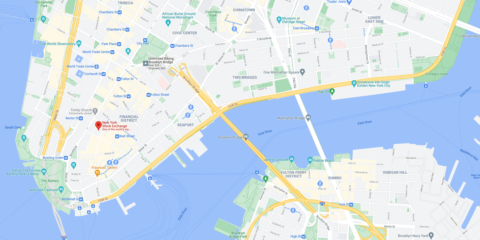 New York Stock Exchange on Google Map