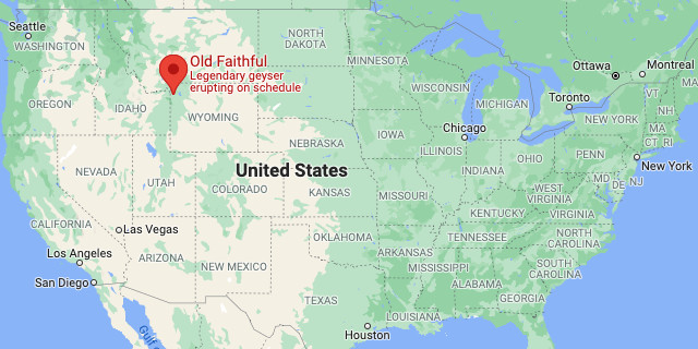 Old Faithful on a US Map