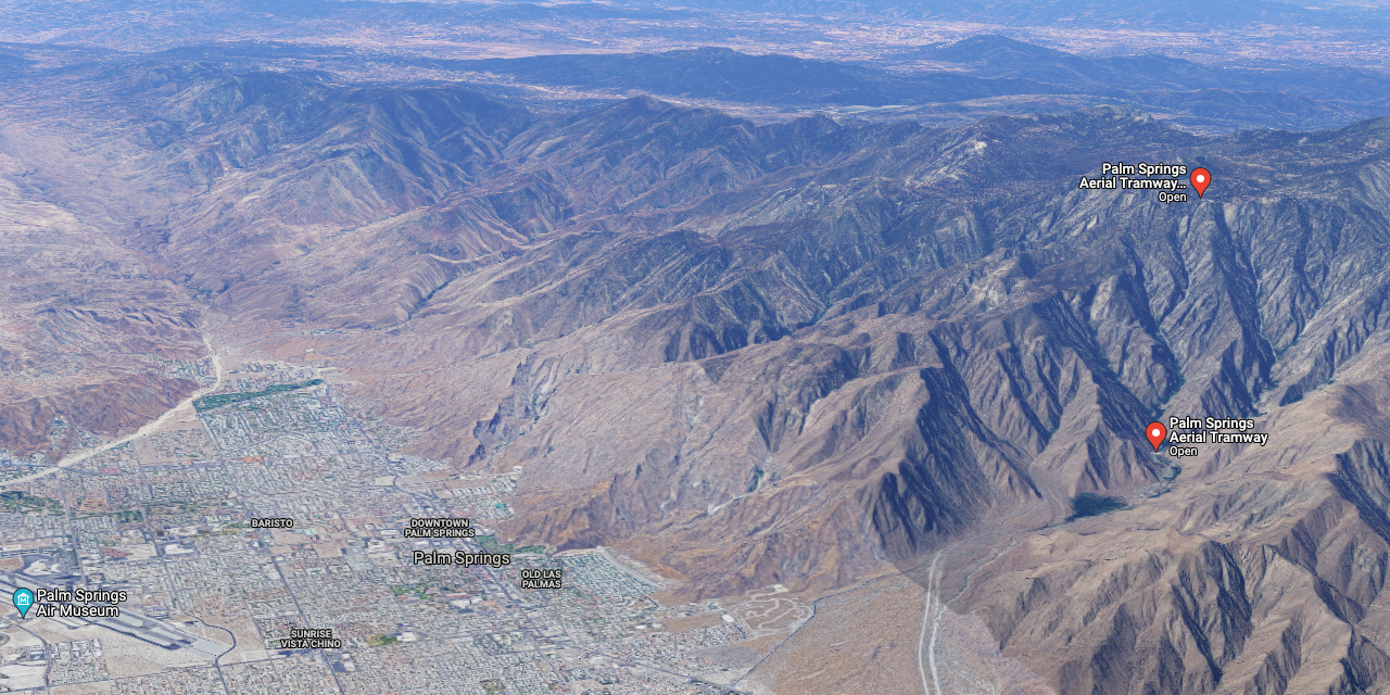 Palm Springs Aerial Tramway on Google Satellite