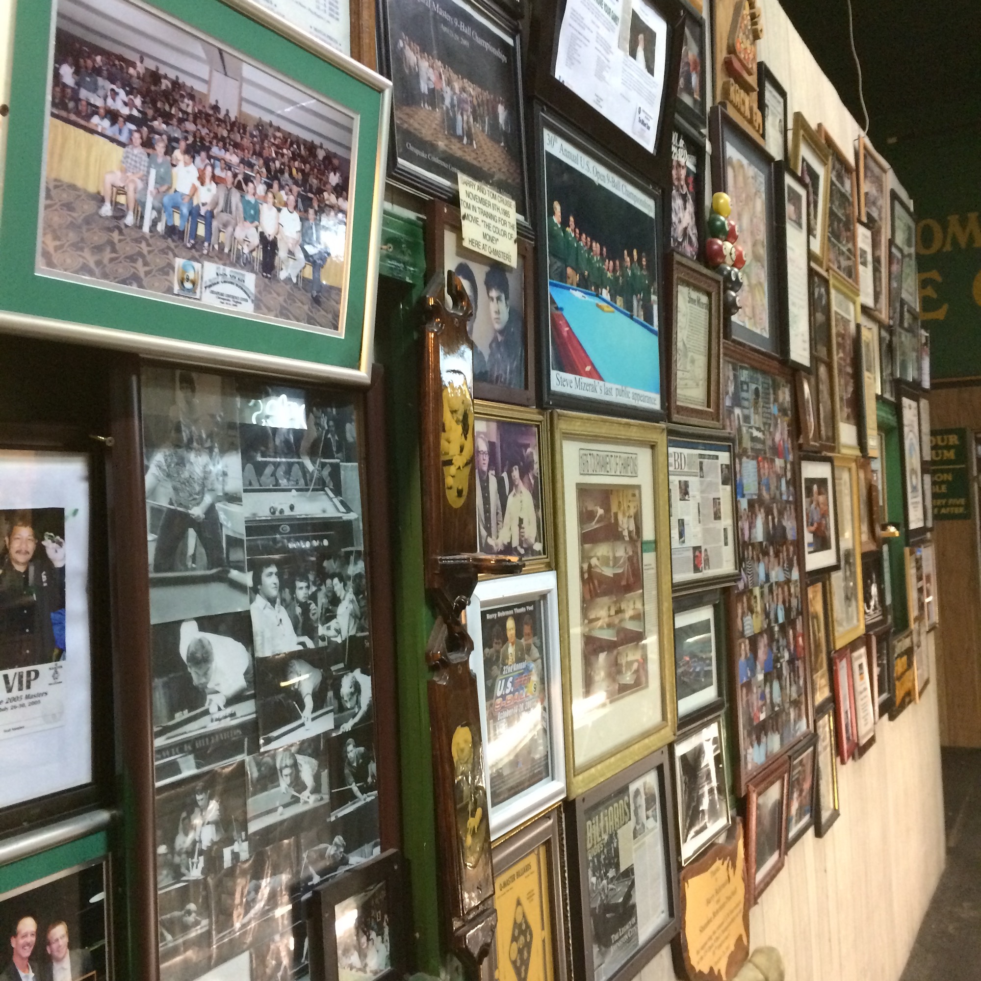 Q Master Billiards Walls of Memorabilia