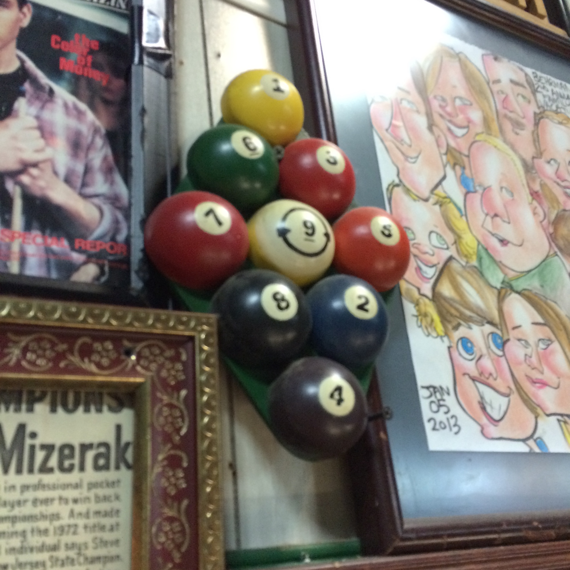 Q Master Billiards Walls of Memorabilia