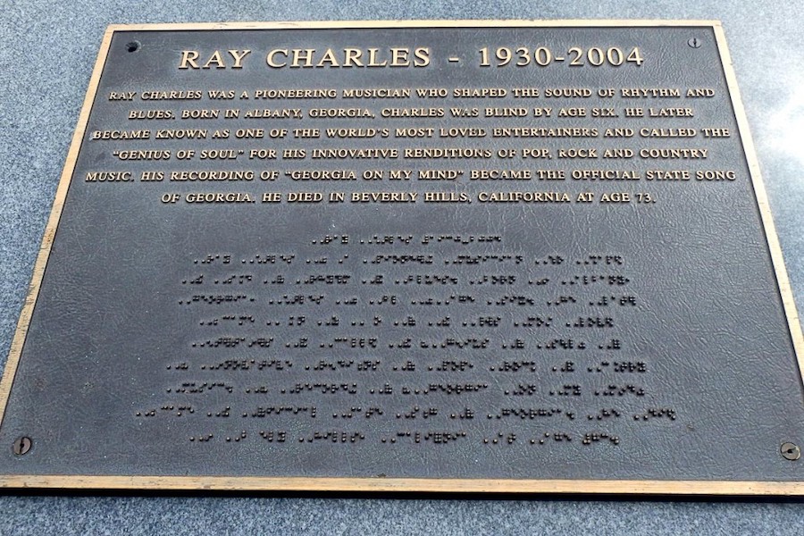 Ray Charles Statue Plaque in Albany Georgia