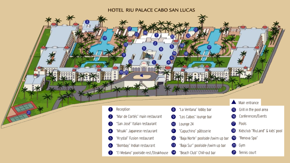 Riu Palace Cabo Resort Map