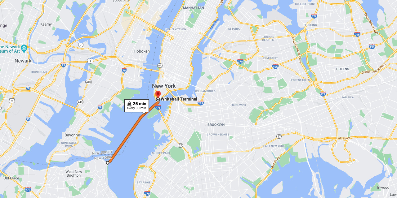 Staten Island Ferry Route Google Maps