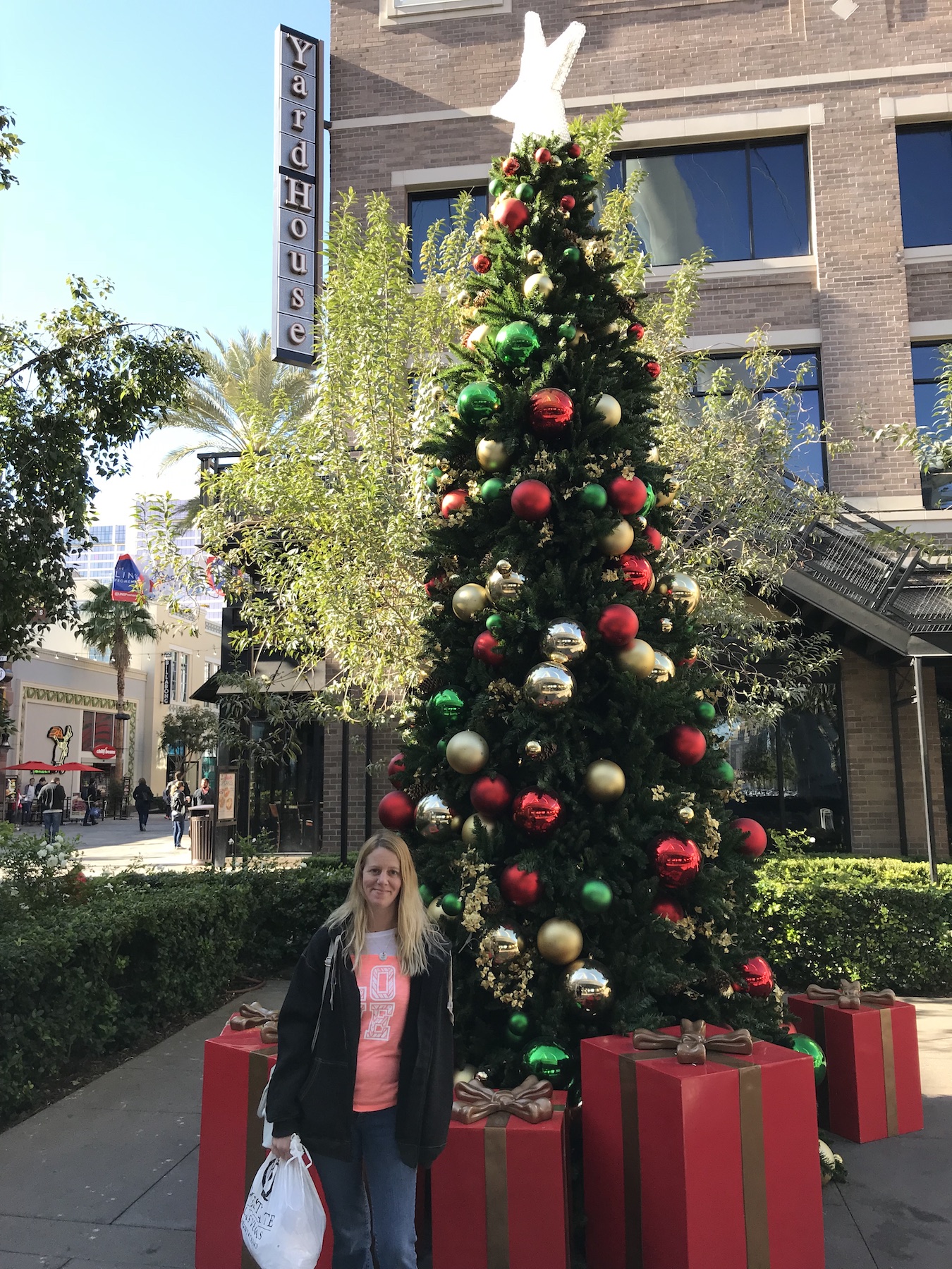 Christmas tree in front of the Yard House