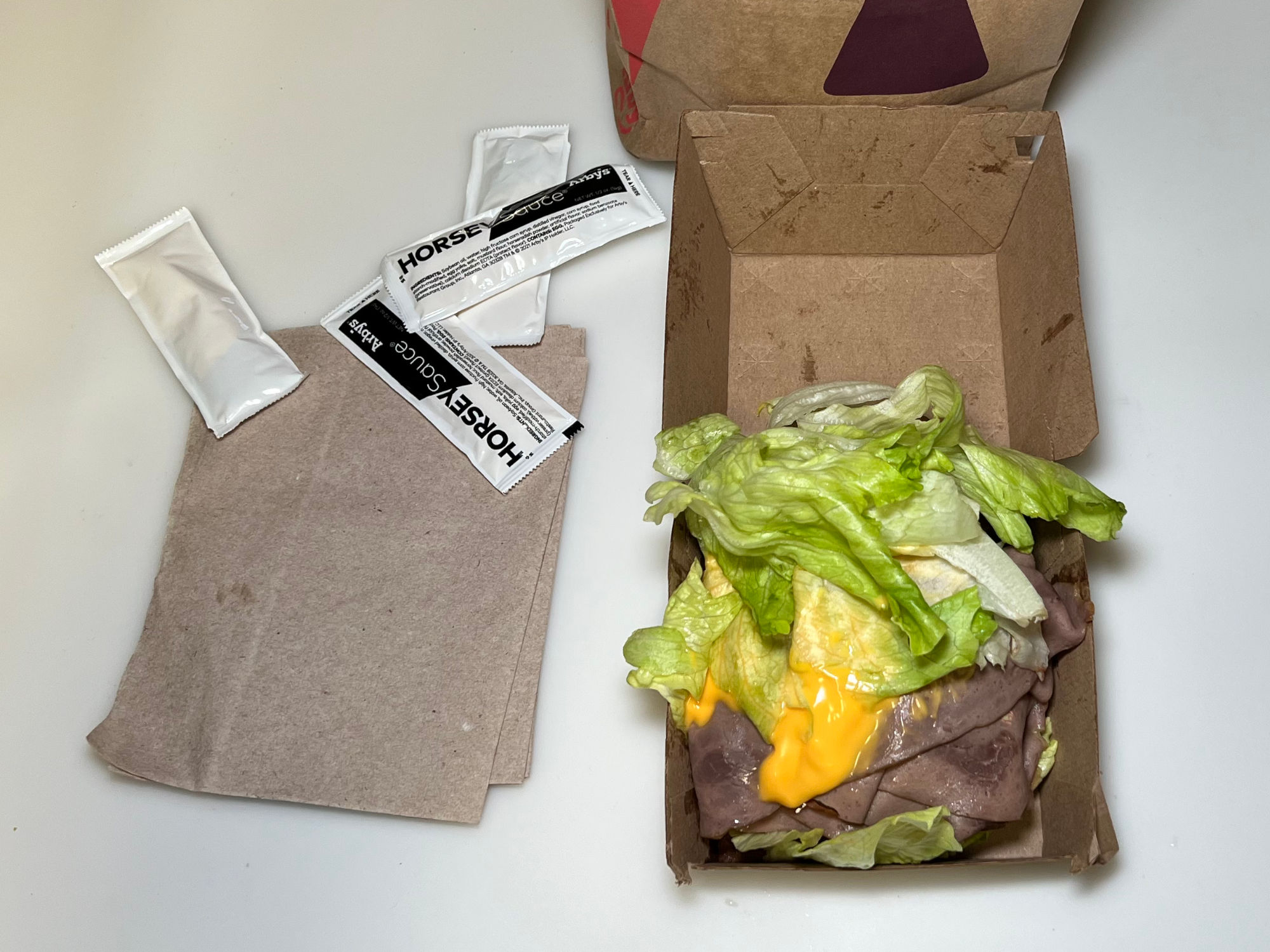 Half Pound Beef & Cheddar Bun-less Arby's Keto Half Pound Beef & Cheddar Bun-less