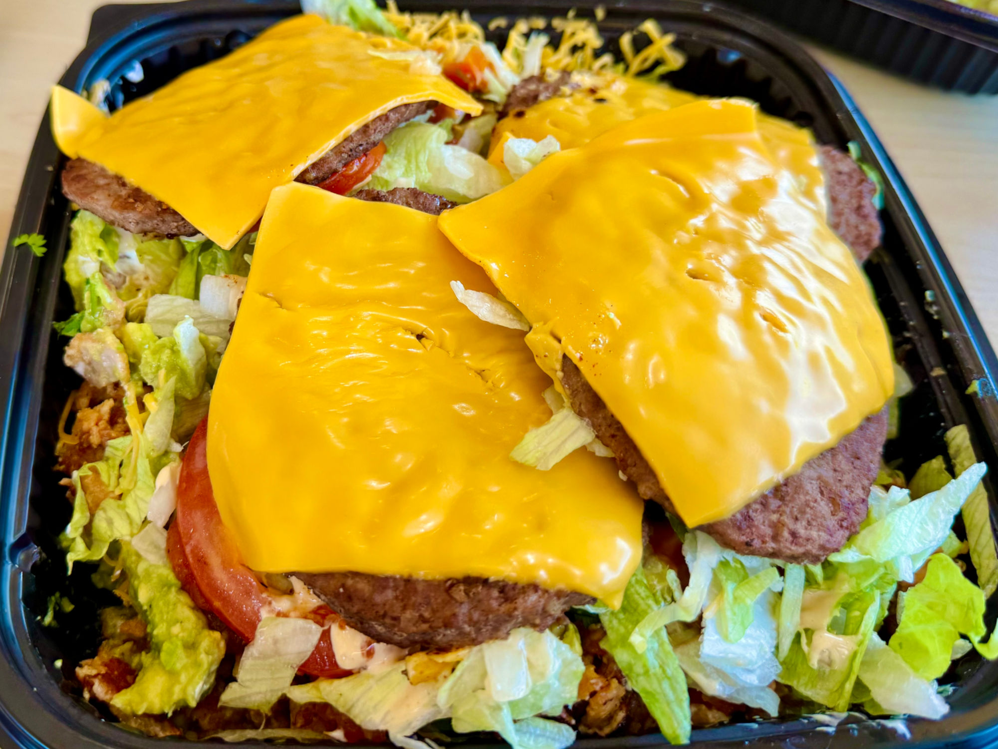 Del Taco Cheeseburger on Salad