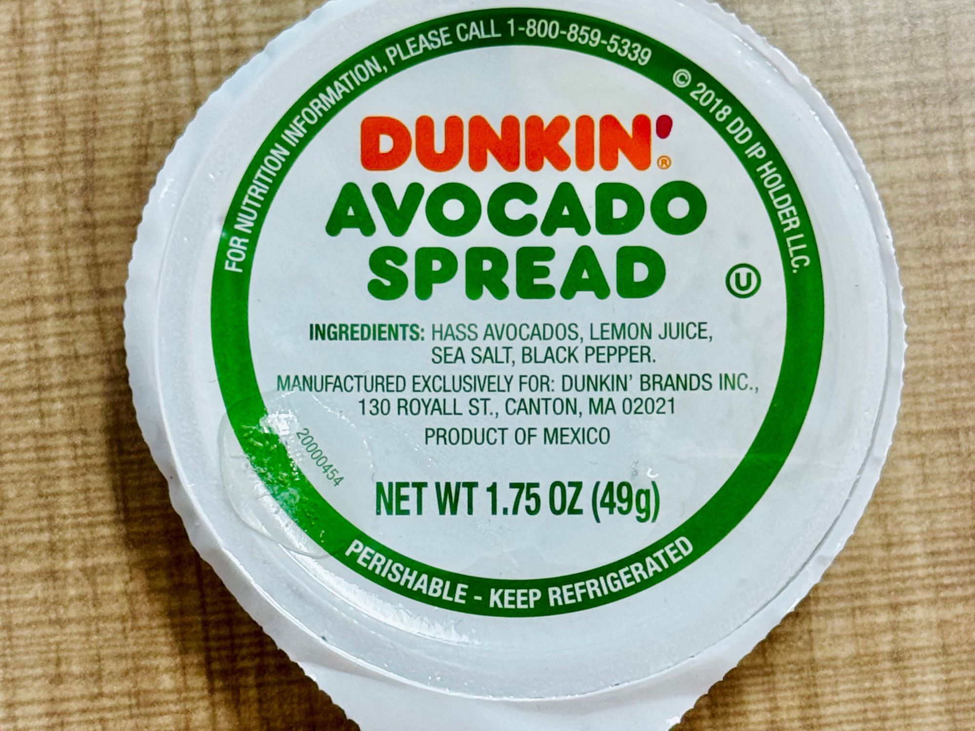Dunkin' Avocado Spread Side