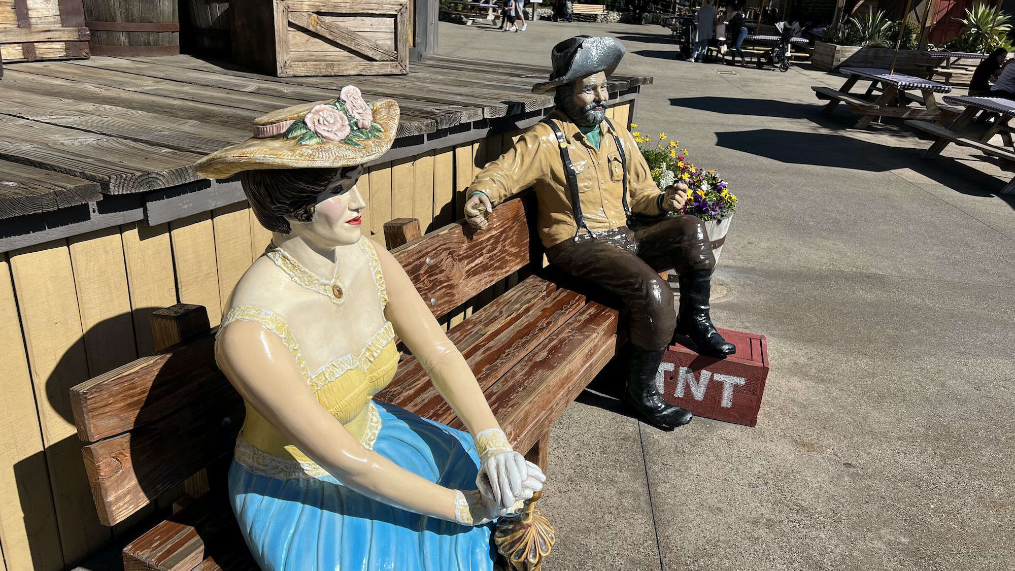 Bench Sculpture Lady and Prospector