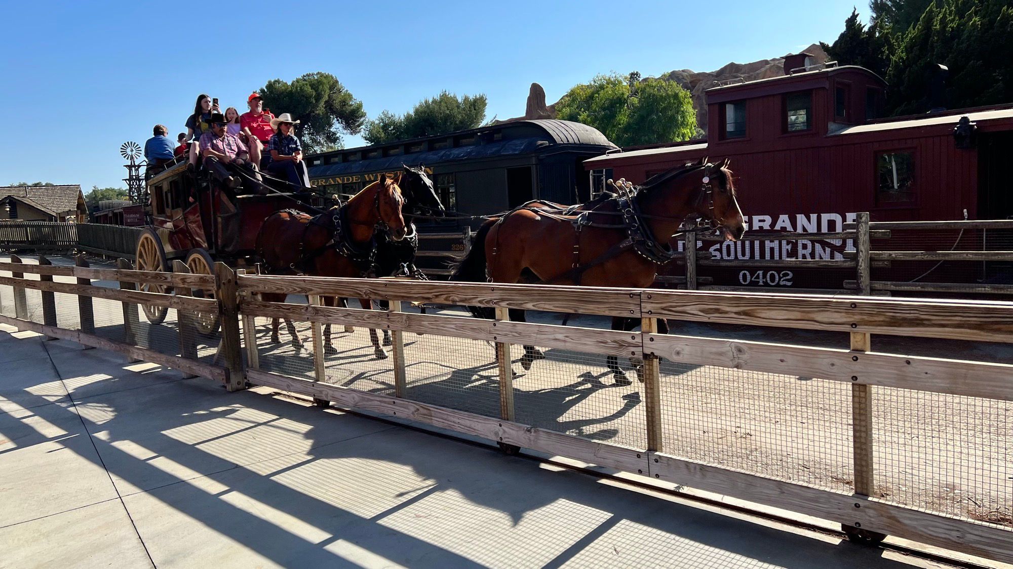 Butterfield Stagecoach riding by Calico Railroad