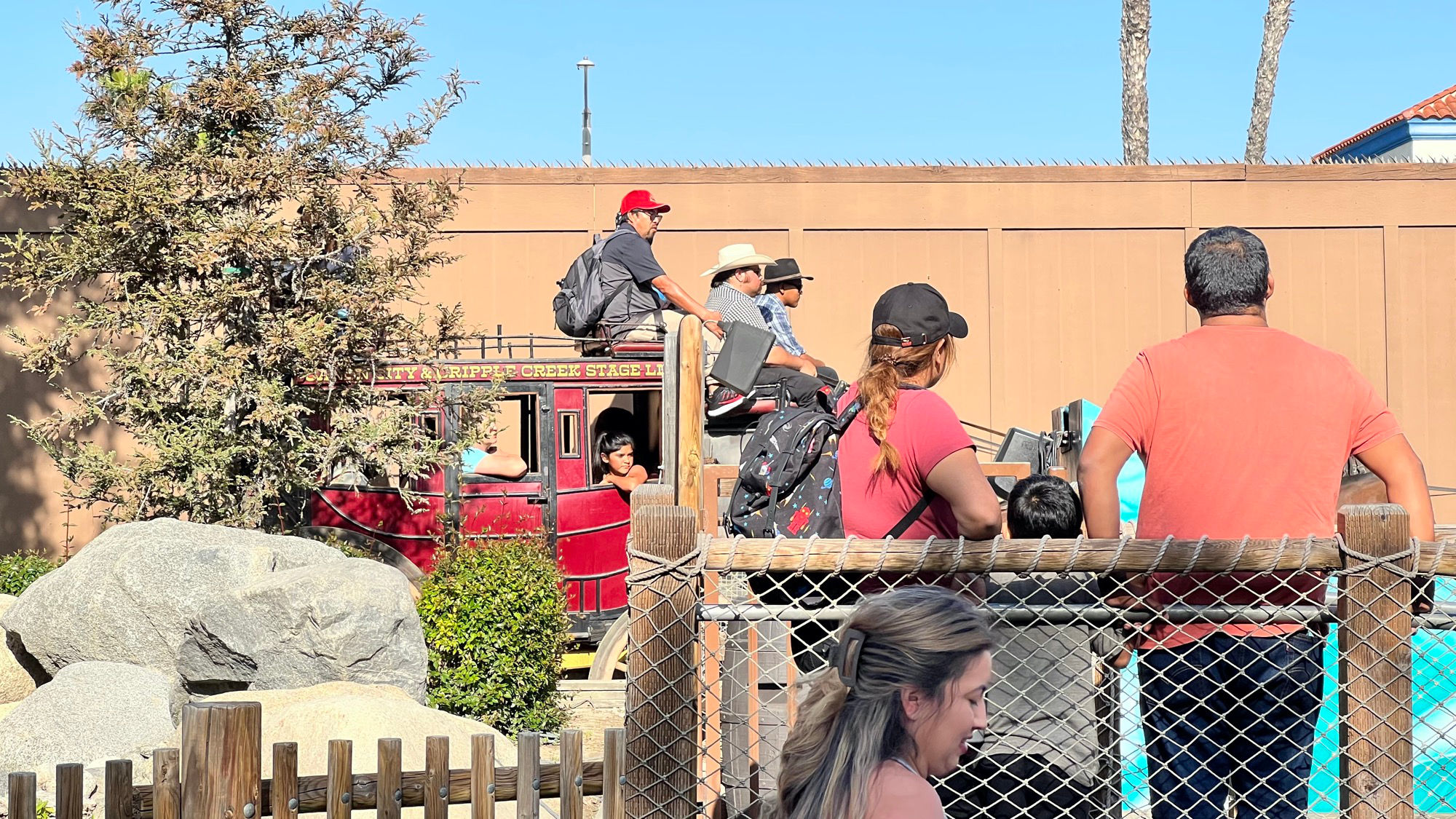 Butterfield Stagecoach going by Pig Pen's Mud Buggies
