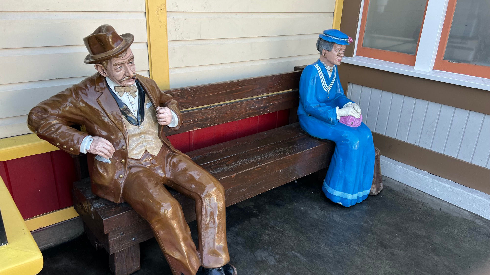 Card shark & Grandmother Bench Sculpture