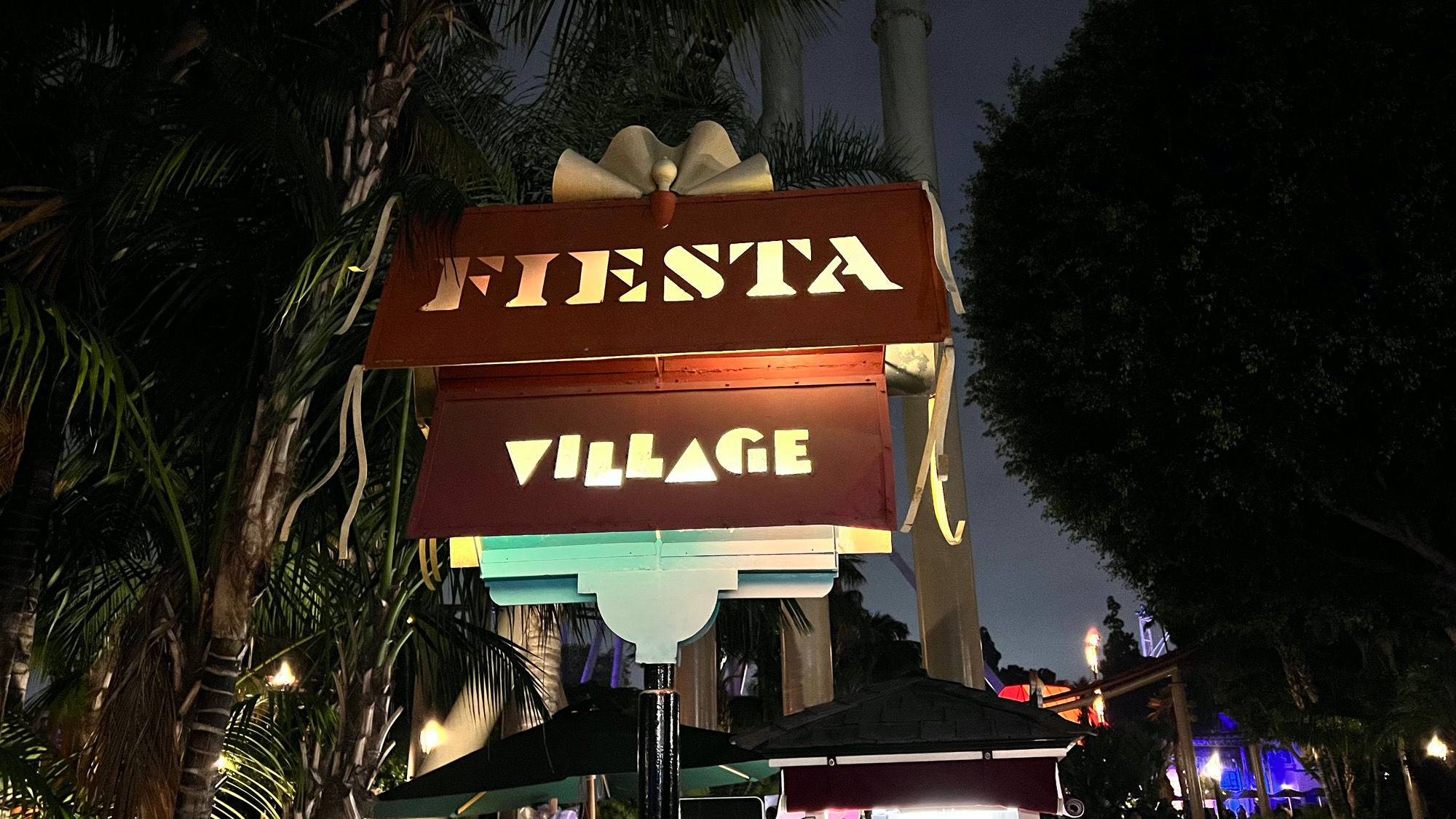 Fiesta Village Sign at Night Knott's Berry Farm Fiesta Village Sign at Night