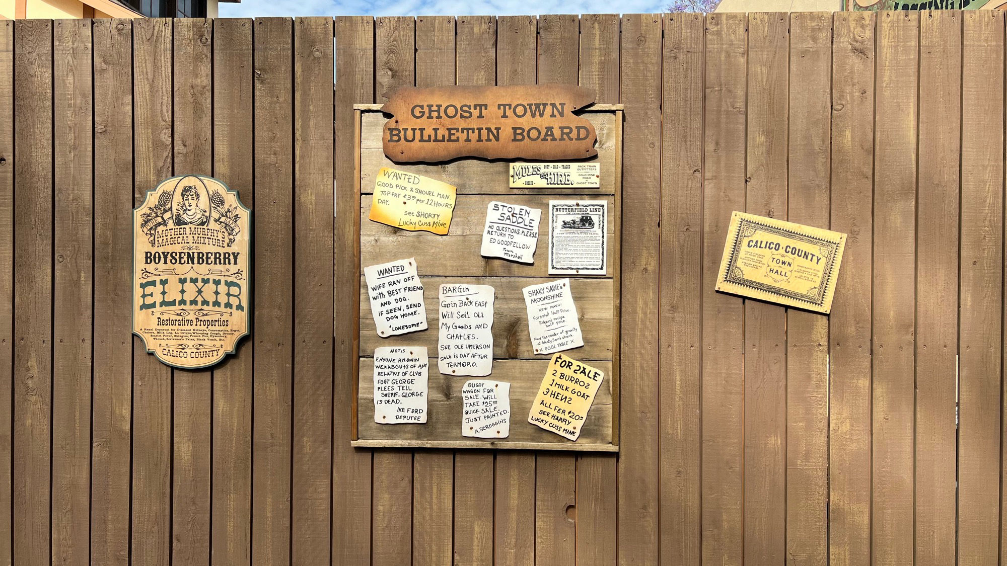 Ghost Town Bulletin Board Knott's Berry Farm Ghost Town Bulletin Board