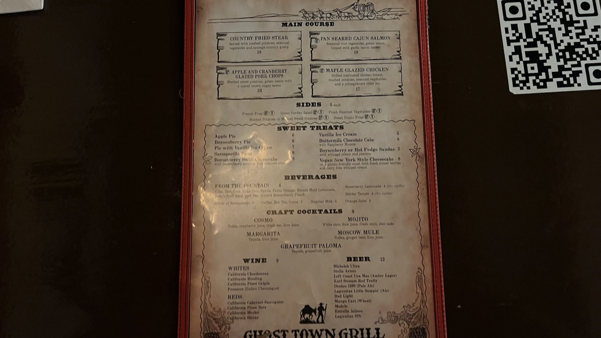 Ghost Town Grill Menu Main Course