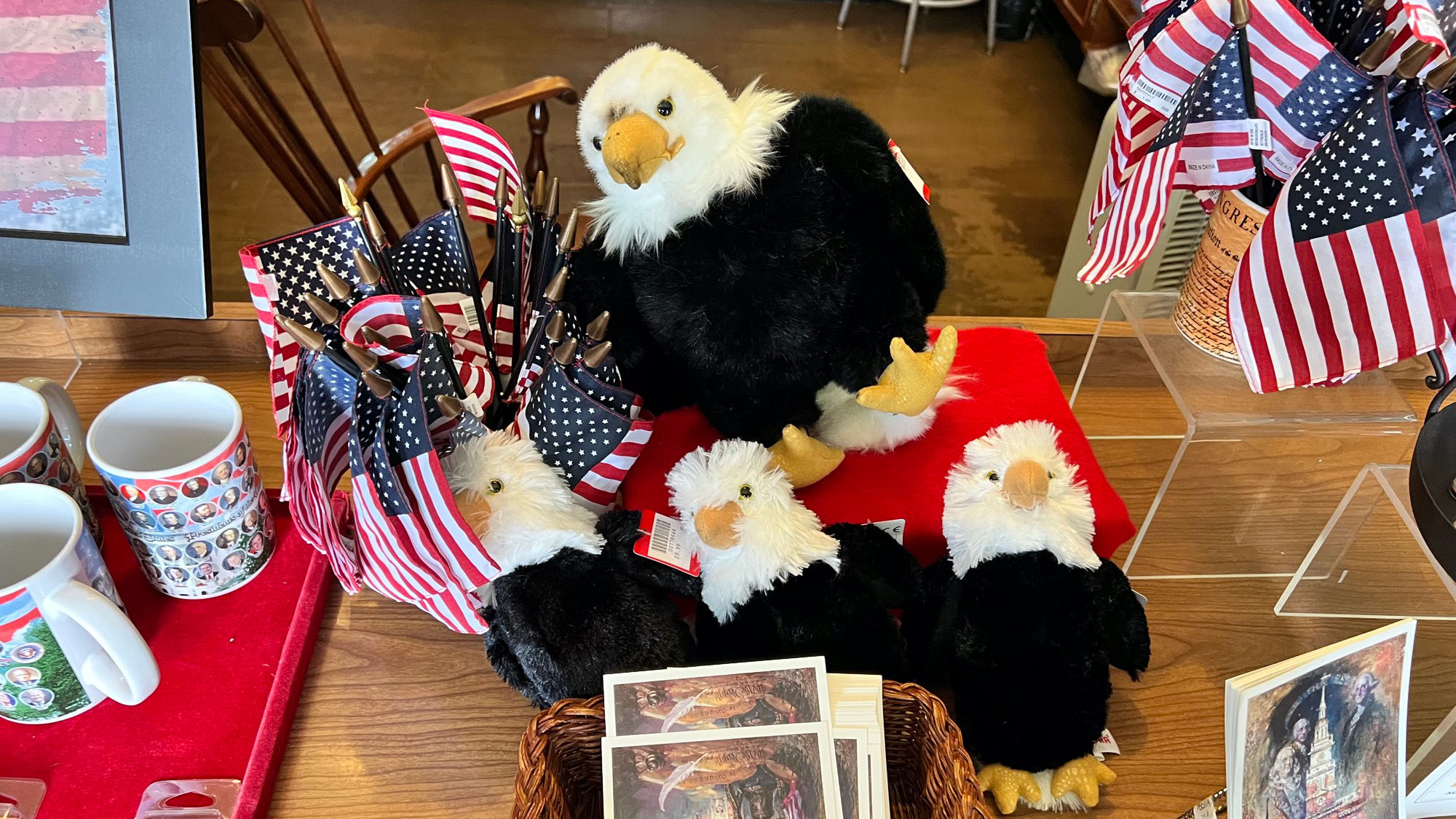 Independence Hall Gift Shop Flags Mugs Eagles