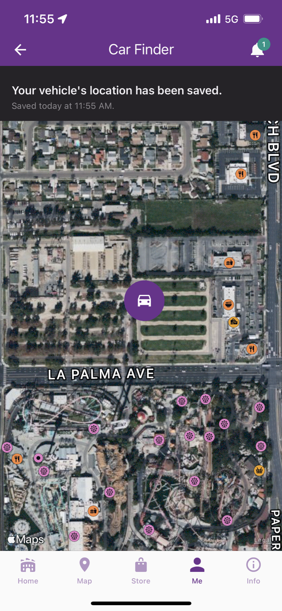 Knott's App Car Finder Knott's Berry Farm La Palma Lot Knott's App Car Finder