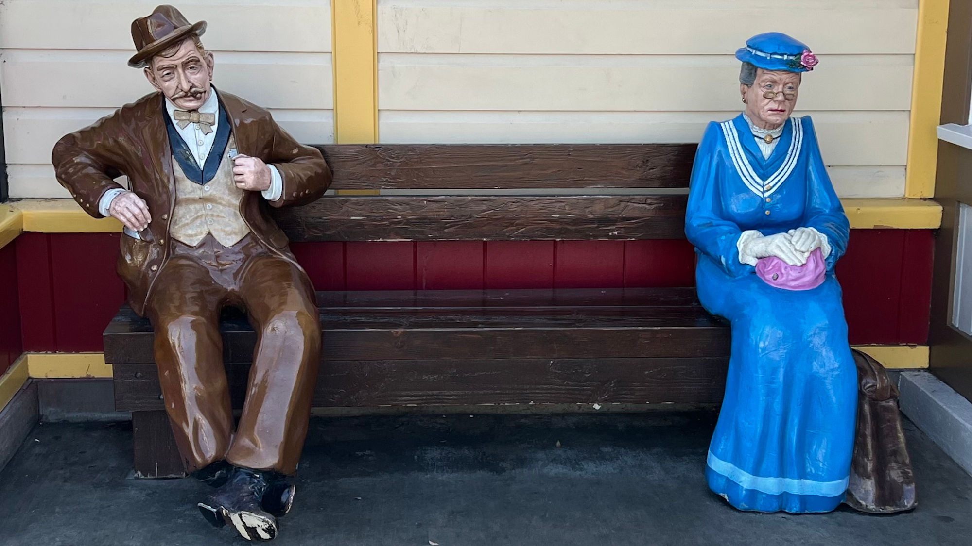 Card shark & Grandmother Bench Sculpture