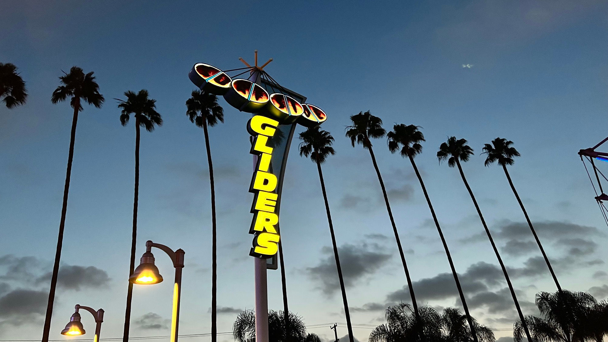 Surfside Gliders Sign at Night
