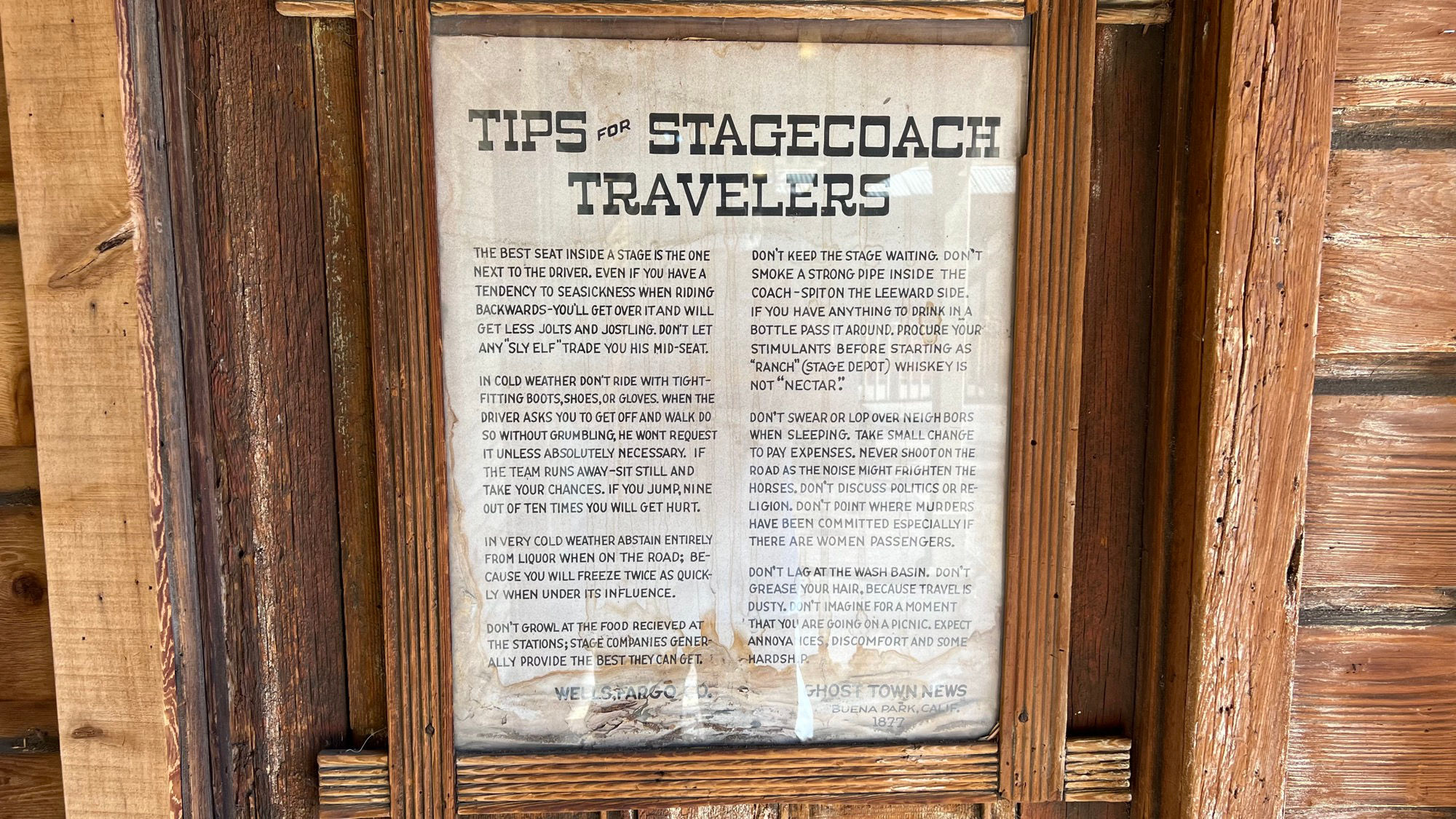Tips for Stagecoach Travelers