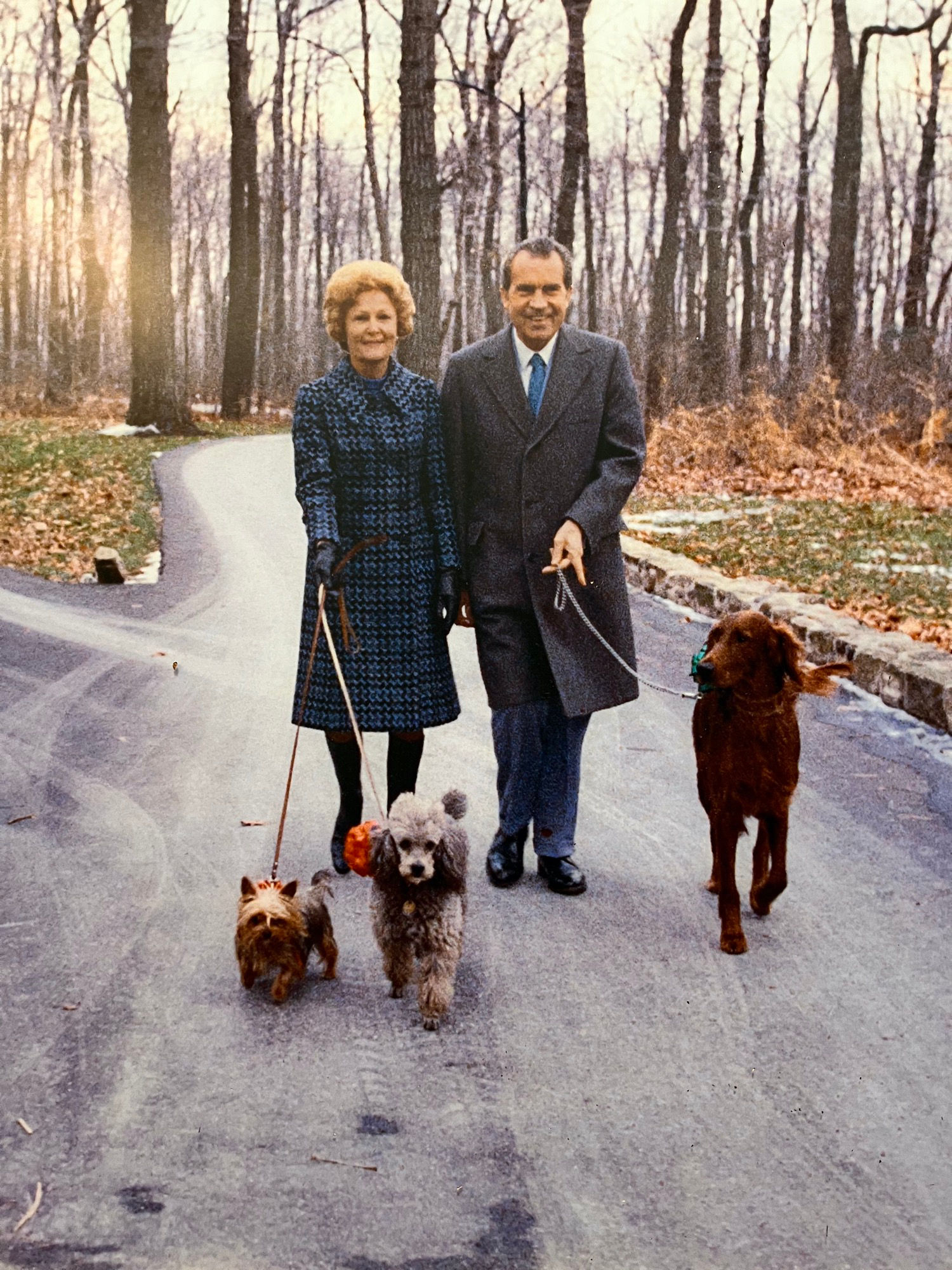Nixon Walking his Dogs