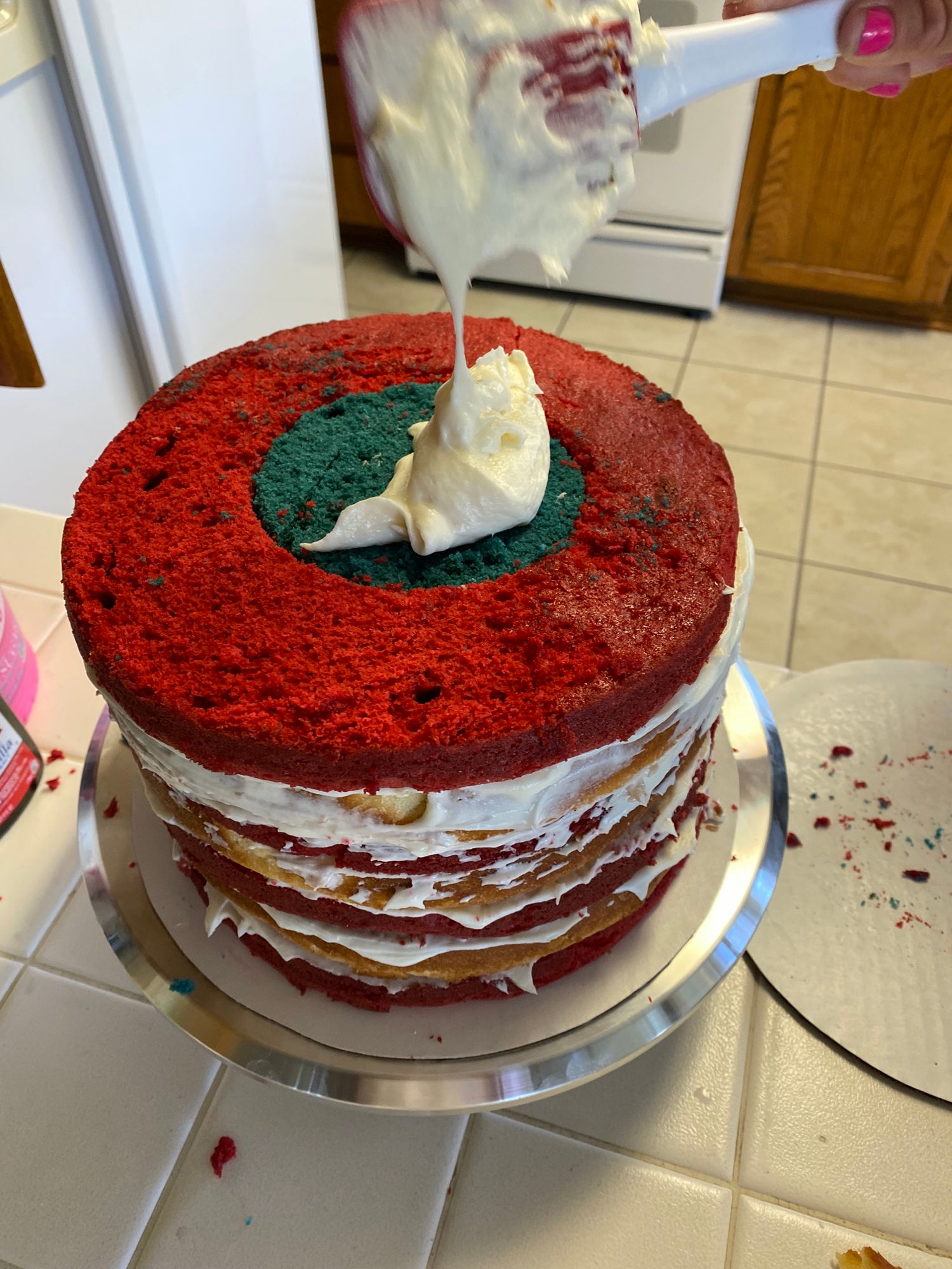 4th of July Flag Cake Red and Blue Layer