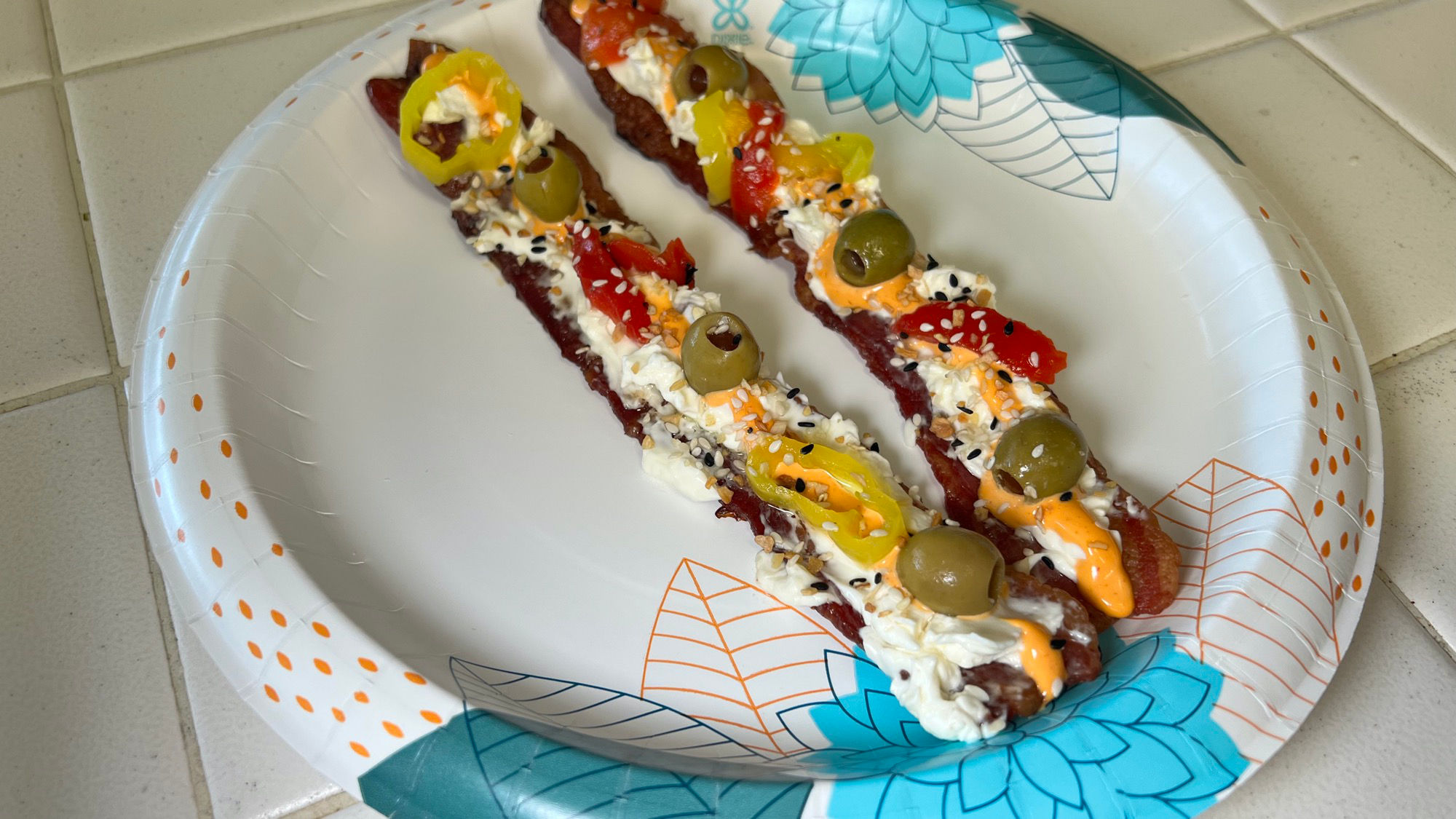 Ants on a Bacon Log Sriracha Mayo