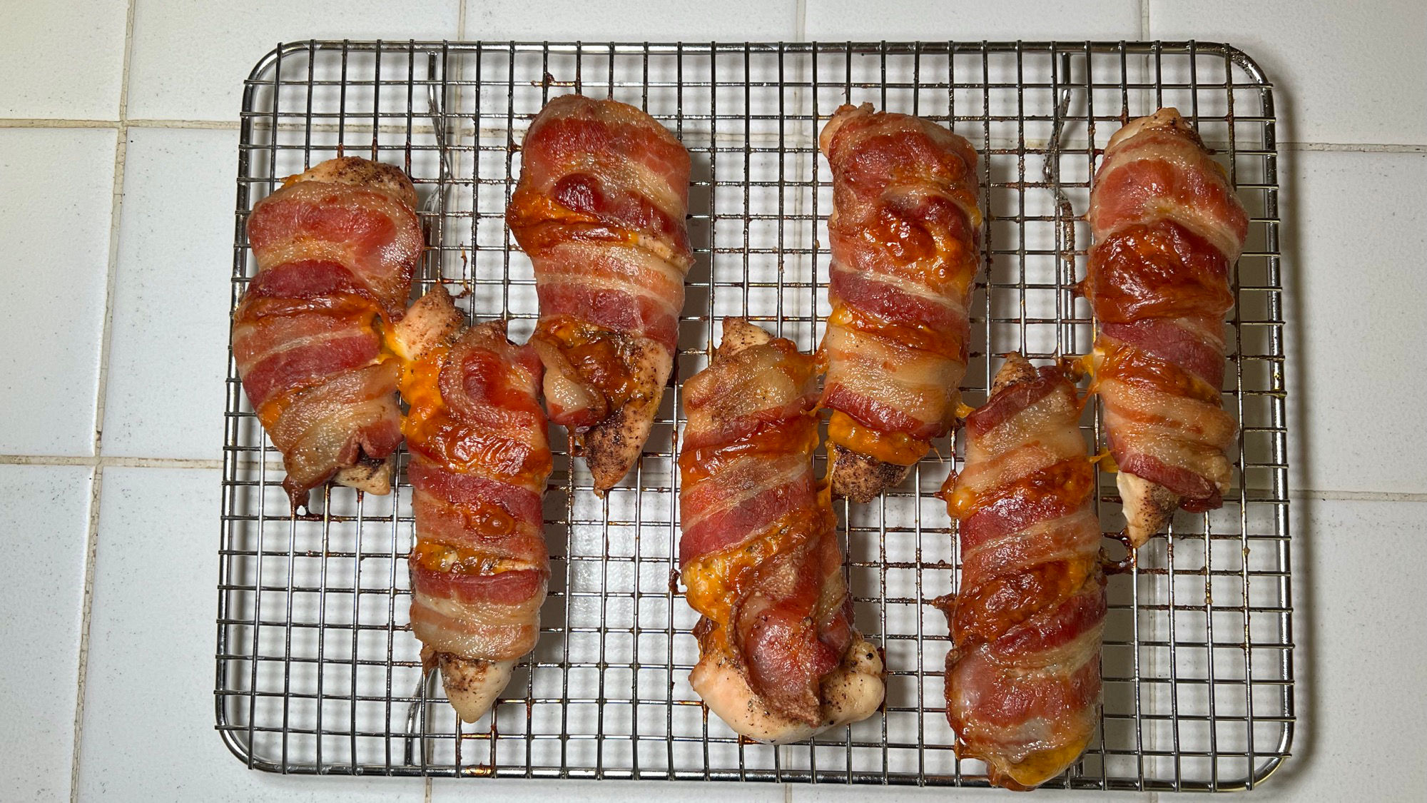 Bacon Wrapped Cheesy Chicken Ready