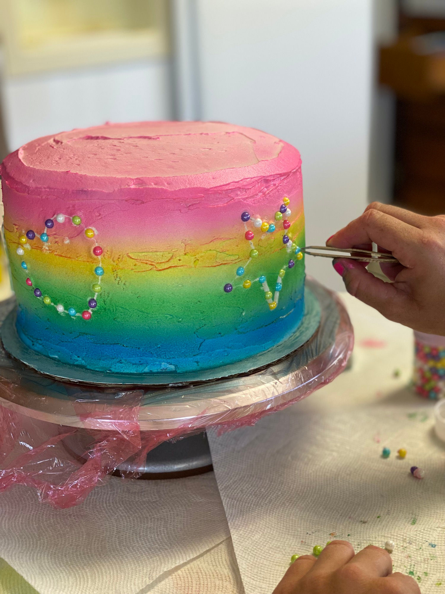 Rainbow Cake Sugar Pearls Pattern