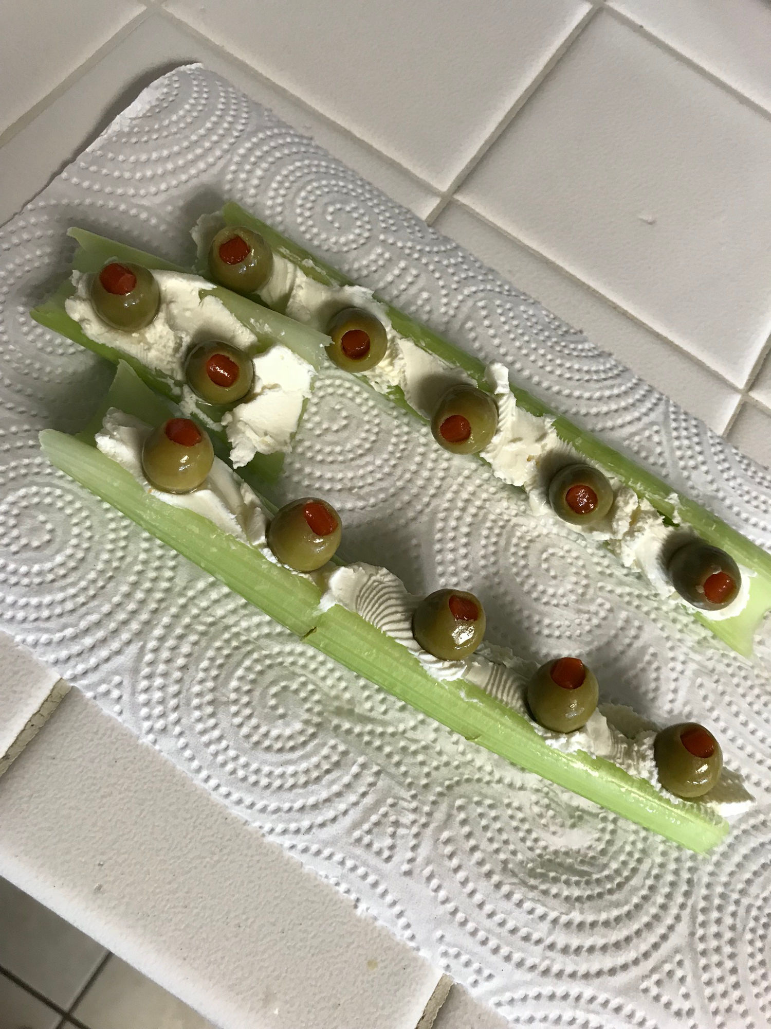 Celery with Cream Cheese Olives