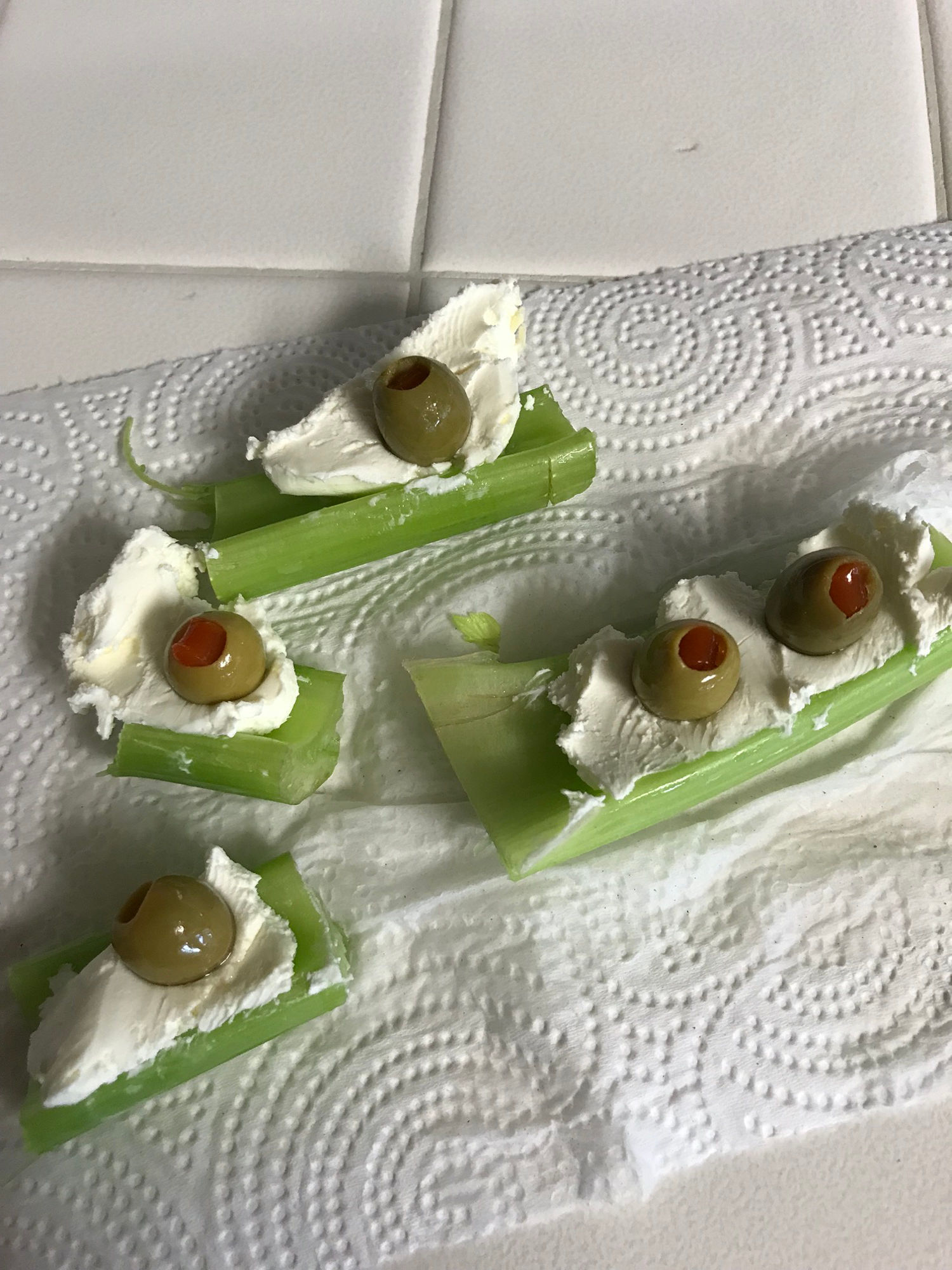 Celery with Cream Cheese Olives